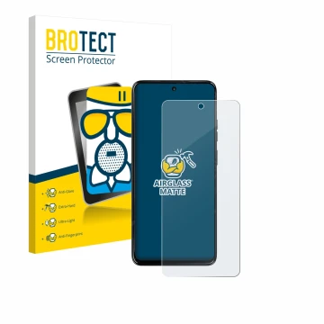 Parte frontal de un envase de producto con el logotipo de la marca BROTECT. Al lado se muestra el dispositivo Motorola Moto G6