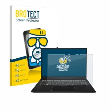 Parte frontal de un envase de producto con el logotipo de la marca BROTECT. Al lado se muestra el dispositivo MSI Summit A16 A