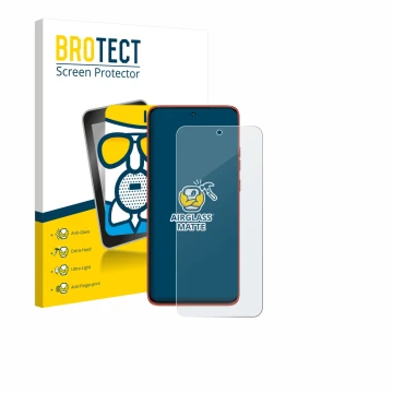 Parte frontal de un envase de producto con el logotipo de la marca BROTECT. Al lado se muestra el dispositivo Motorola Edge 60