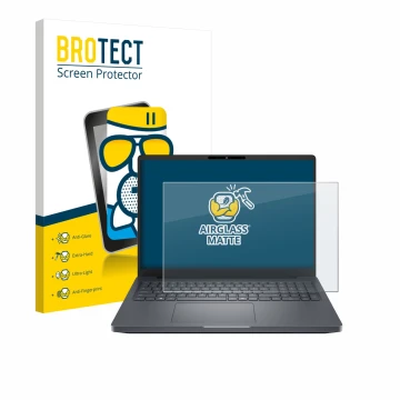 Parte frontal de un envase de producto con el logotipo de la marca BROTECT. Al lado se muestra el dispositivo Dell Pro Max 16 