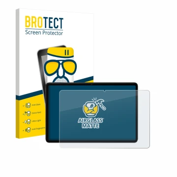 Parte frontal de un envase de producto con el logotipo de la marca BROTECT. Al lado se muestra el dispositivo Xiaomi Redmi Pad