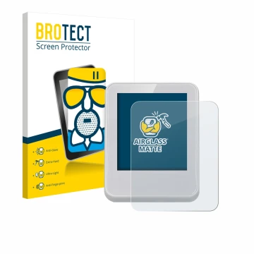 Parte frontal de un envase de producto con el logotipo de la marca BROTECT. Al lado se muestra el dispositivo Bresser ClimaTem