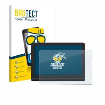 Parte frontal de un envase de producto con el logotipo de la marca BROTECT. Al lado se muestra el dispositivo XP-Pen Artist Pr