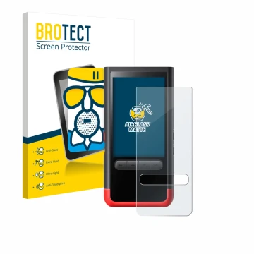 Parte frontal de un envase de producto con el logotipo de la marca BROTECT. Al lado se muestra el dispositivo ThermoMaven P2 c