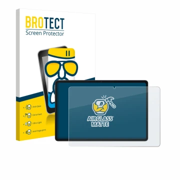 Parte frontal de un envase de producto con el logotipo de la marca BROTECT. Al lado se muestra el dispositivo Alldocube iPlay 