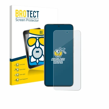 Parte frontal de un envase de producto con el logotipo de la marca BROTECT. Al lado se muestra el dispositivo Honor X70 con su