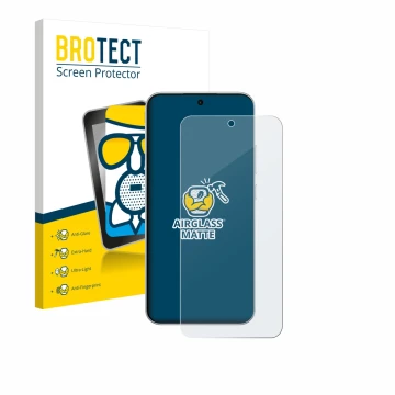 Parte frontal de un envase de producto con el logotipo de la marca BROTECT. Al lado se muestra el dispositivo Oppo F31 Pro con