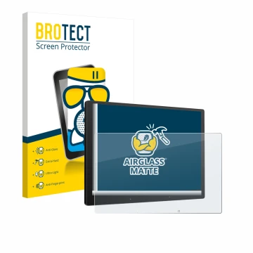 Parte frontal de un envase de producto con el logotipo de la marca BROTECT. Al lado se muestra el dispositivo Atoto X10 10