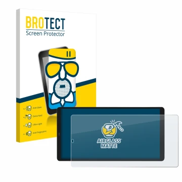 Parte frontal de un envase de producto con el logotipo de la marca BROTECT. Al lado se muestra el dispositivo Shelly Wall Disp