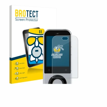 Parte frontal de un envase de producto con el logotipo de la marca BROTECT. Al lado se muestra el dispositivo Sofabaton X2 con