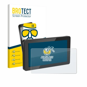 Parte frontal de un envase de producto con el logotipo de la marca BROTECT. Al lado se muestra el dispositivo Innovv N1 5.5