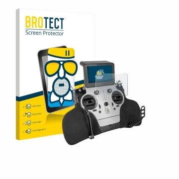 Parte frontal de un envase de producto con el logotipo de la marca BROTECT. Al lado se muestra el dispositivo PowerBox Systems