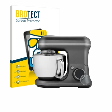 Parte frontal de un envase de producto con el logotipo de la marca BROTECT. Al lado se muestra el dispositivo MEDION MD 18420 