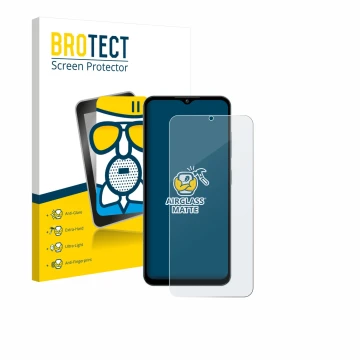 Parte frontal de un envase de producto con el logotipo de la marca BROTECT. Al lado se muestra el dispositivo Oukitel C5 6,52