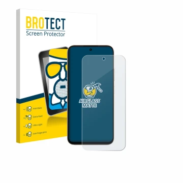 Parte frontal de un envase de producto con el logotipo de la marca BROTECT. Al lado se muestra el dispositivo Oppo A6t con su 