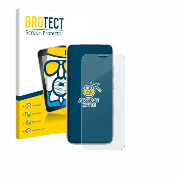 Parte frontal de un envase de producto con el logotipo de la marca BROTECT. Al lado se muestra el dispositivo Honor Magic 8 RS