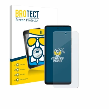 Parte frontal de un envase de producto con el logotipo de la marca BROTECT. Al lado se muestra el dispositivo Oppo A5x 4G con 