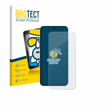 Parte frontal de un envase de producto con el logotipo de la marca BROTECT. Al lado se muestra el dispositivo Oppo Find X8s co