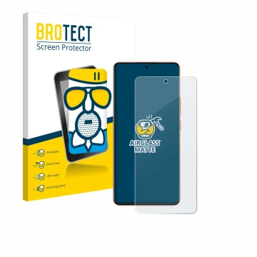 Parte frontal de un envase de producto con el logotipo de la marca BROTECT. Al lado se muestra el dispositivo realme P4 Pro 5G