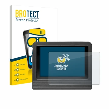 Parte frontal de un envase de producto con el logotipo de la marca BROTECT. Al lado se muestra el dispositivo Launch X-431 V +