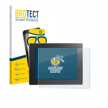 Parte frontal de un envase de producto con el logotipo de la marca BROTECT. Al lado se muestra el dispositivo Weintek cMT3092X