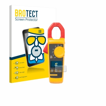 Parte frontal de un envase de producto con el logotipo de la marca BROTECT. Al lado se muestra el dispositivo Fluke 325 con su