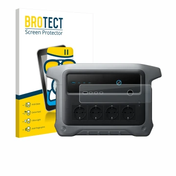 Parte frontal de un envase de producto con el logotipo de la marca BROTECT. Al lado se muestra el dispositivo Anker SOLIX C100