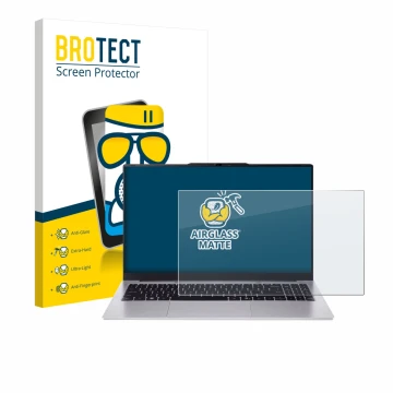 Parte frontal de un envase de producto con el logotipo de la marca BROTECT. Al lado se muestra el dispositivo Acer Aspire Lite