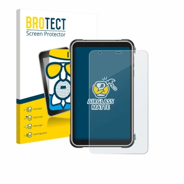 Parte frontal de un envase de producto con el logotipo de la marca BROTECT. Al lado se muestra el dispositivo Ulefone RugKing 