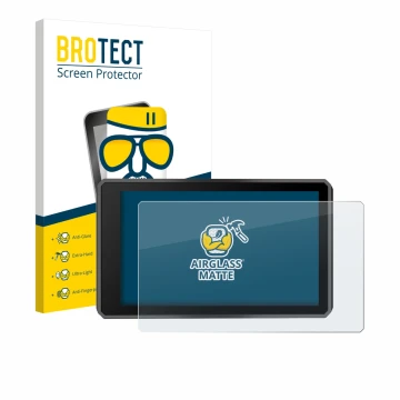 Parte frontal de un envase de producto con el logotipo de la marca BROTECT. Al lado se muestra el dispositivo Garmin zumo XT3 