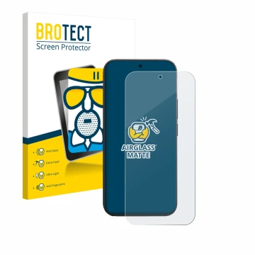 Parte frontal de un envase de producto con el logotipo de la marca BROTECT. Al lado se muestra el dispositivo Vivo V70 con su 