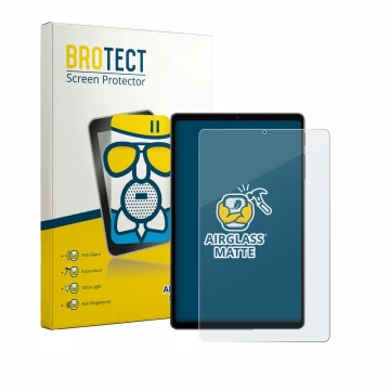 Parte frontal de un envase de producto con el logotipo de la marca BROTECT. Al lado se muestra el dispositivo Alldocube iPlay 