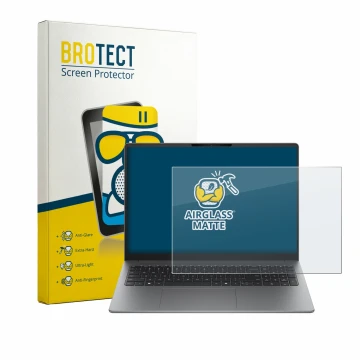 Parte frontal de un envase de producto con el logotipo de la marca BROTECT. Al lado se muestra el dispositivo HP 200 G2a 16