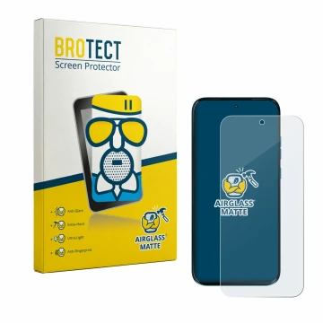 Parte frontal de un envase de producto con el logotipo de la marca BROTECT. Al lado se muestra el dispositivo Motorola Moto G8