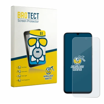 Parte frontal de un envase de producto con el logotipo de la marca BROTECT. Al lado se muestra el dispositivo realme C100 4G c