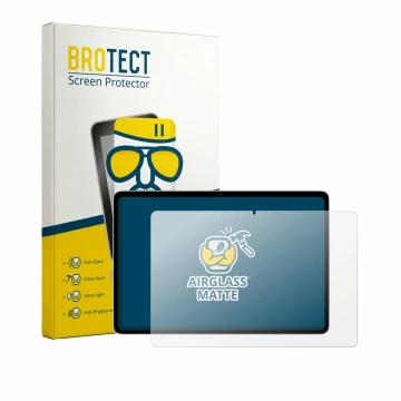 Parte frontal de un envase de producto con el logotipo de la marca BROTECT. Al lado se muestra el dispositivo Teclast P35 con 