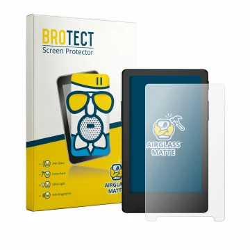 Parte frontal de un envase de producto con el logotipo de la marca BROTECT. Al lado se muestra el dispositivo Xteink X4 Classi