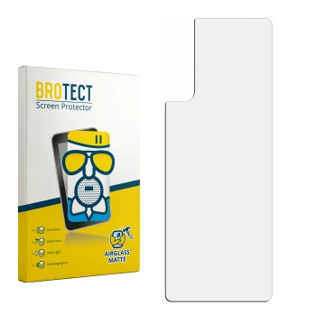 Parte frontal de un envase de producto con el logotipo de la marca BROTECT. Al lado está el protector de pantalla correspondie