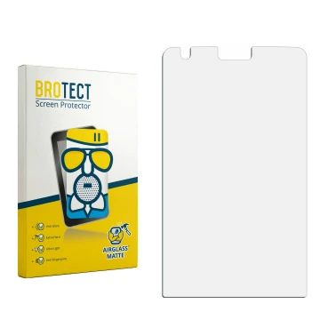 Parte frontal de un envase de producto con el logotipo de la marca BROTECT. Al lado está el protector de pantalla correspondie