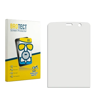 Parte frontal de un envase de producto con el logotipo de la marca BROTECT. Al lado está el protector de pantalla correspondie