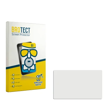 Parte frontal de un envase de producto con el logotipo de la marca BROTECT. Al lado está el protector de pantalla correspondie