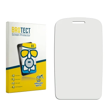 Parte frontal de un envase de producto con el logotipo de la marca BROTECT. Al lado está el protector de pantalla correspondie