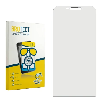 Parte frontal de un envase de producto con el logotipo de la marca BROTECT. Al lado está el protector de pantalla correspondie