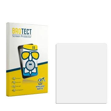 Parte frontal de un envase de producto con el logotipo de la marca BROTECT. Al lado está el protector de pantalla correspondie