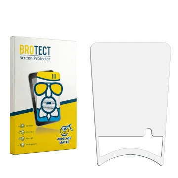 Parte frontal de un envase de producto con el logotipo de la marca BROTECT. Al lado está el protector de pantalla correspondie