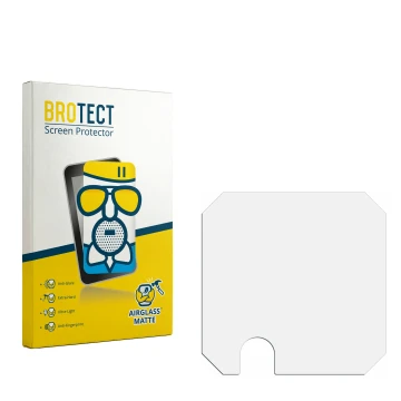Parte frontal de un envase de producto con el logotipo de la marca BROTECT. Al lado está el protector de pantalla correspondie