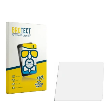 Parte frontal de un envase de producto con el logotipo de la marca BROTECT. Al lado está el protector de pantalla correspondie