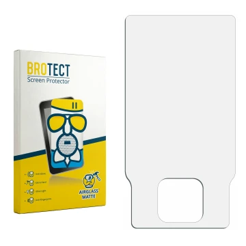 Parte frontal de un envase de producto con el logotipo de la marca BROTECT. Al lado está el protector de pantalla correspondie