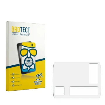 Parte frontal de un envase de producto con el logotipo de la marca BROTECT. Al lado está el protector de pantalla correspondie
