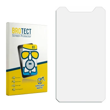Parte frontal de un envase de producto con el logotipo de la marca BROTECT. Al lado está el protector de pantalla correspondie